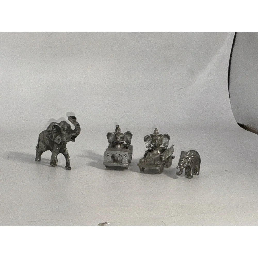 Spoontiques Pewter‎ Elephant In Golf Cart And Fire Engine 2 Pewter Elephants